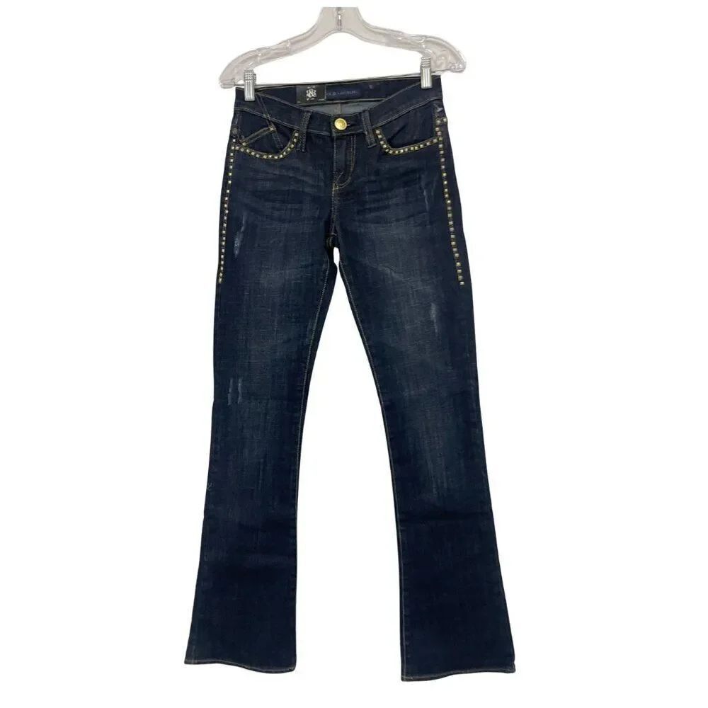 Rock & Republic Womens Jeans Kasandra Bootcut Size 2 Blue Denim Studded NWT